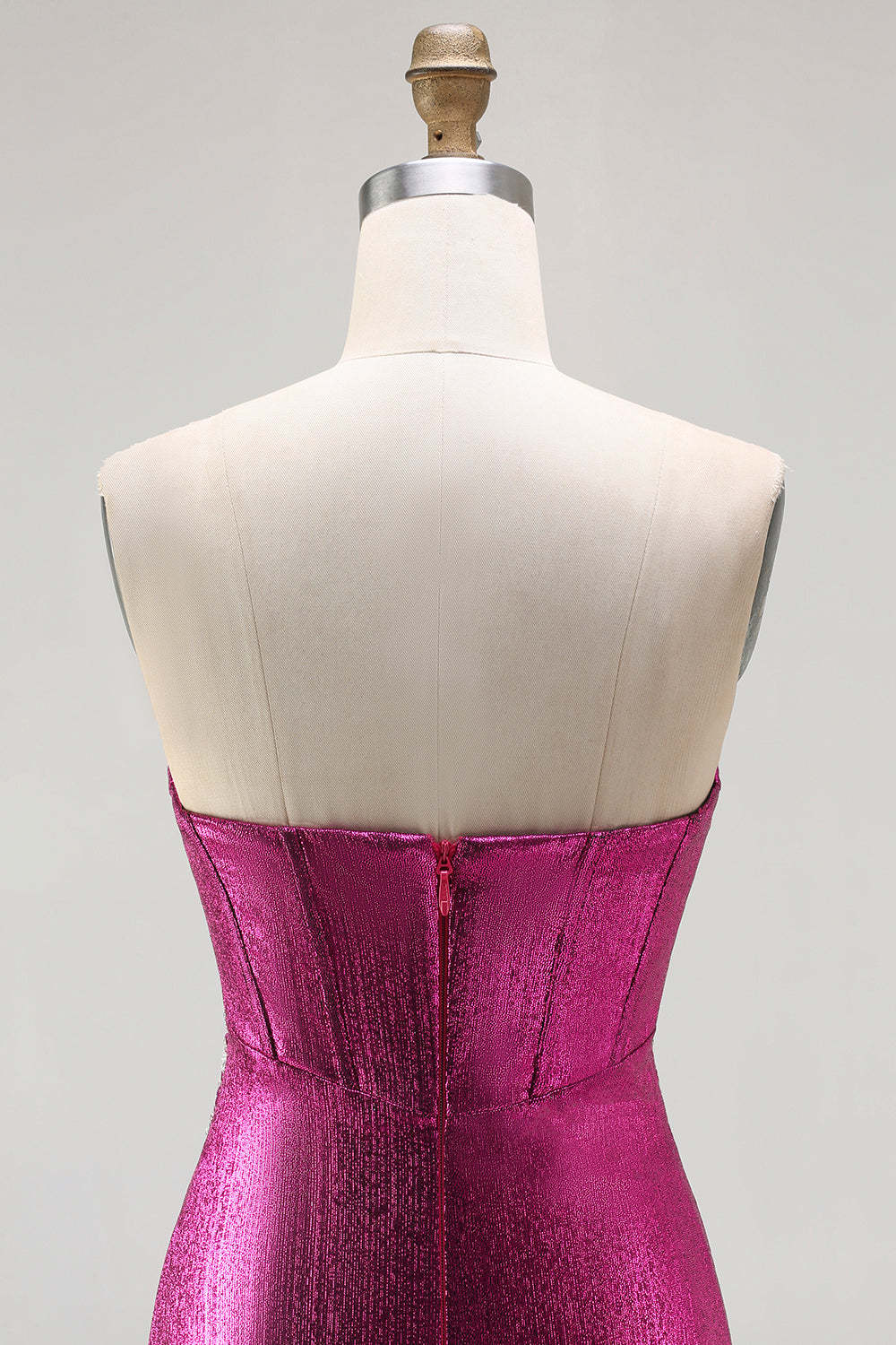 Sparkly Fuchsia Beaded Mermaid Corset Long Prom Dress