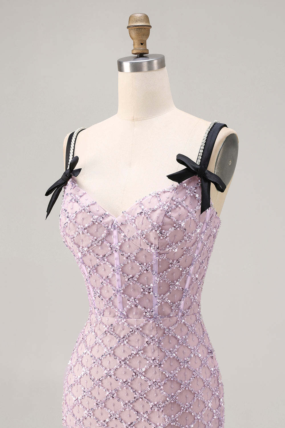 Sparkly Lilac Sequin Mermaid Long Prom Dress with Slit