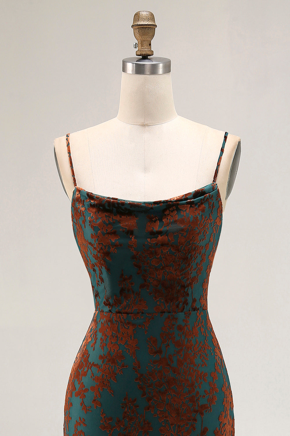 Dark Green Mermaid Burnout Velvet Maxi Wedding Guest Dress with Slit