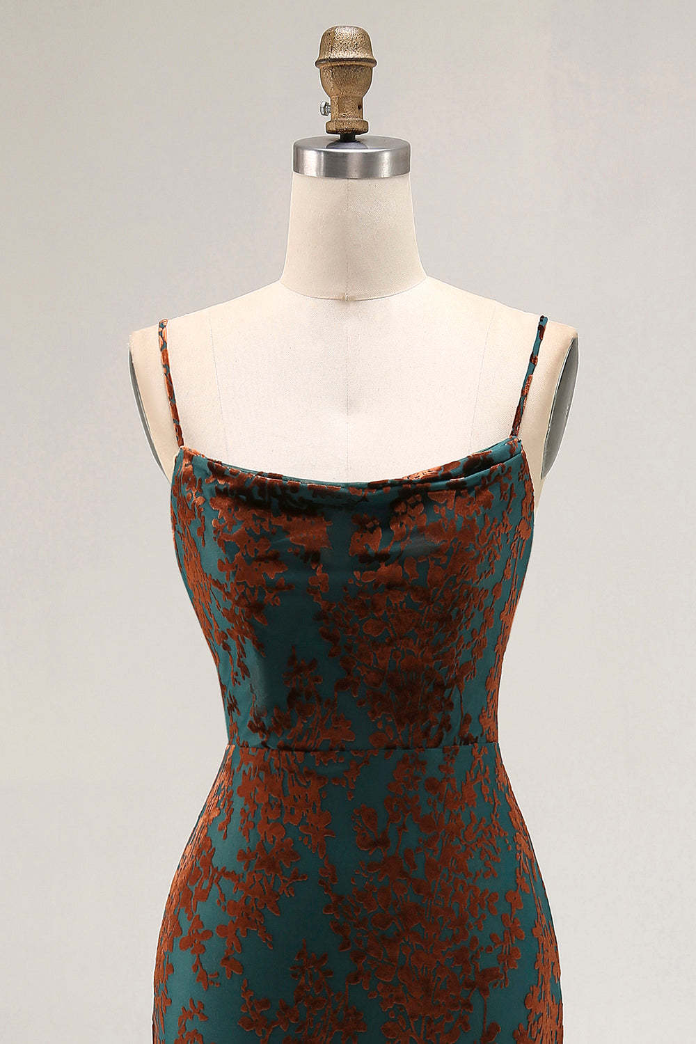 Dark Green Mermaid Burnout Velvet Maxi Wedding Guest Dress with Slit