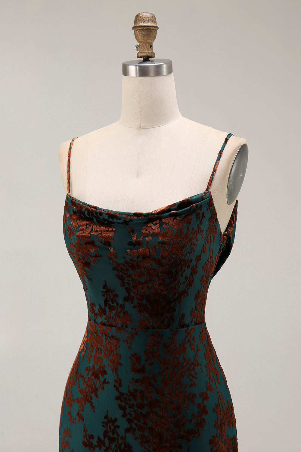 Dark Green Mermaid Burnout Velvet Maxi Wedding Guest Dress with Slit