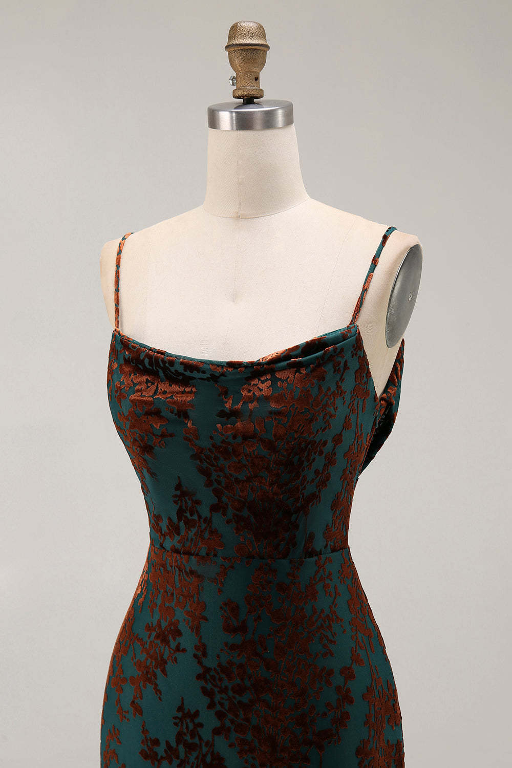 Dark Green Mermaid Burnout Velvet Maxi Wedding Guest Dress with Slit