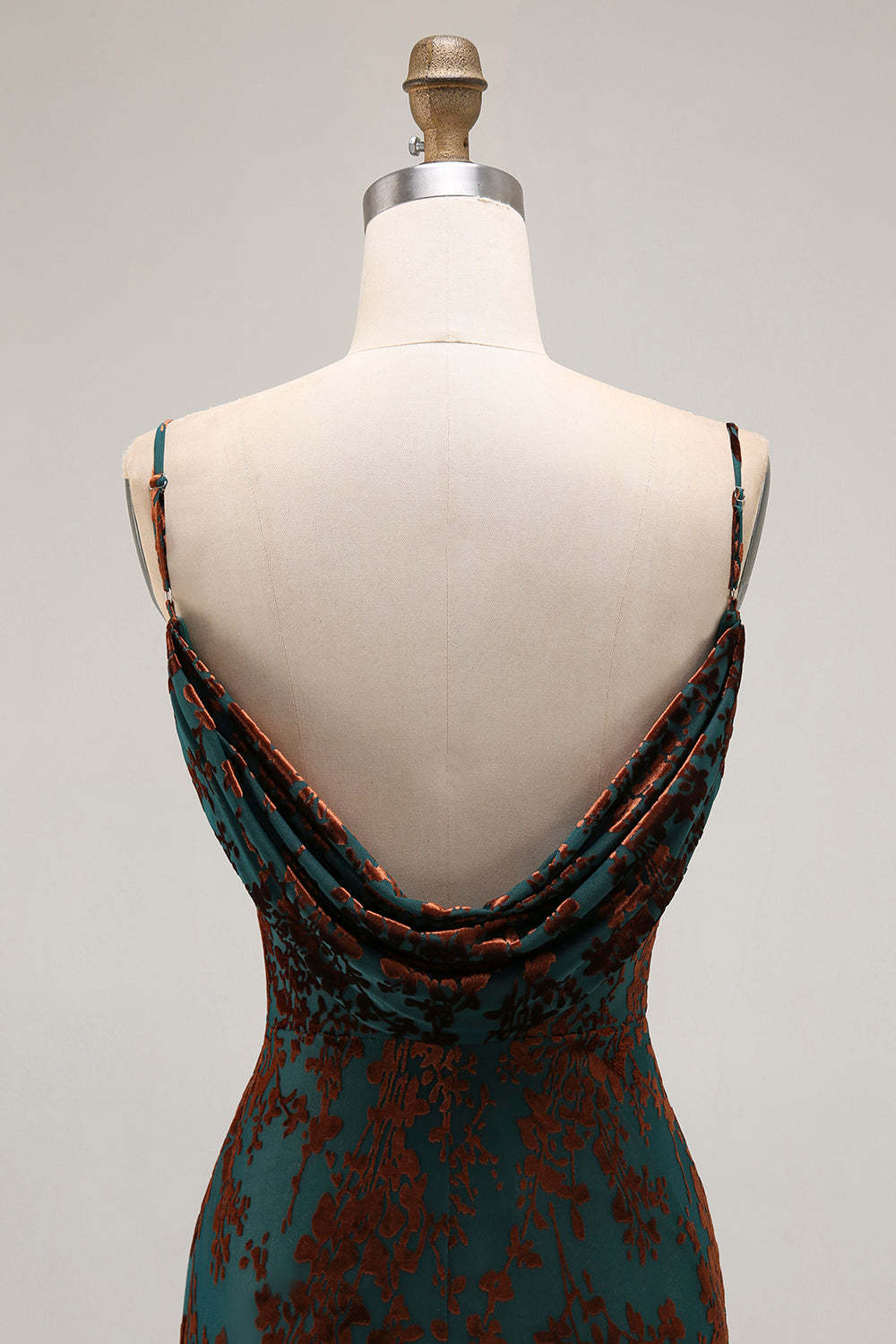 Dark Green Mermaid Burnout Velvet Maxi Wedding Guest Dress with Slit