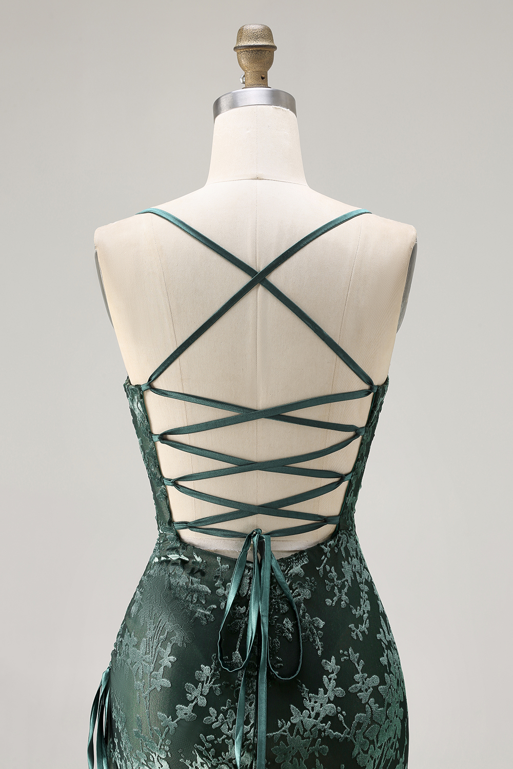 Dark Green Sheath Spaghetti Straps Maxi Velvet Bridesmaid Dress