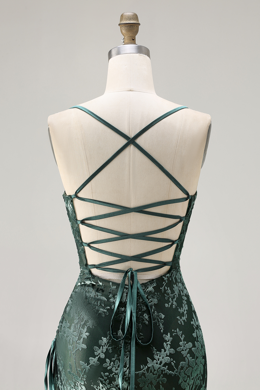 Dark Green Sheath Spaghetti Straps Maxi Velvet Bridesmaid Dress