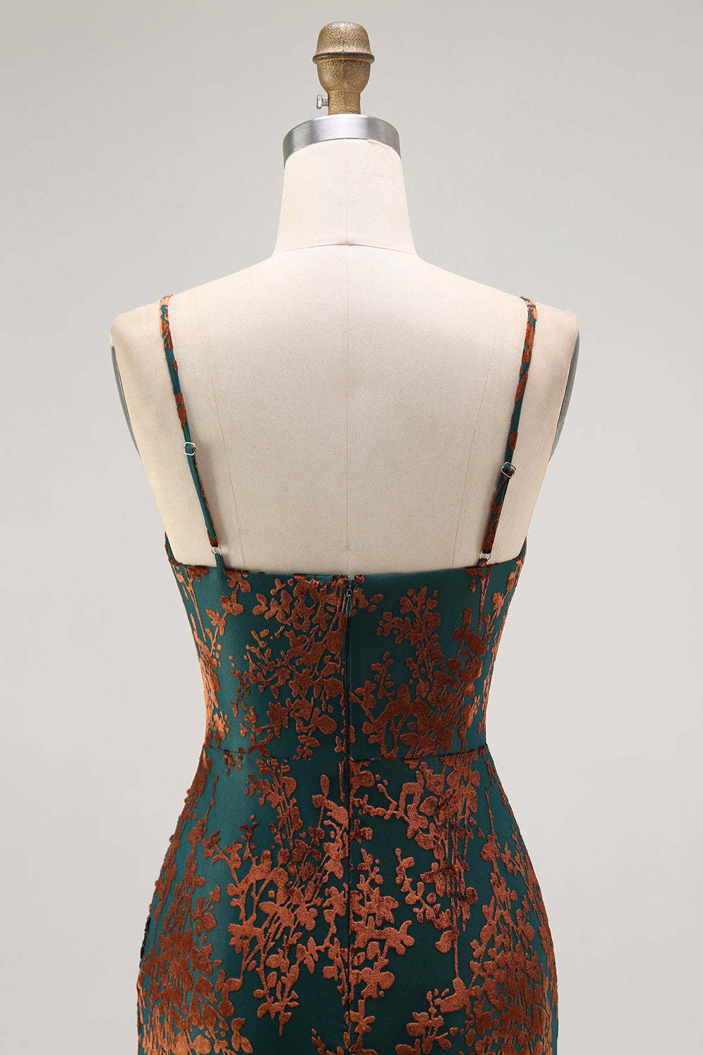 Dark Green Spaghetti Straps Mermaid Long Velvet Wedding Guest Dress with Slit