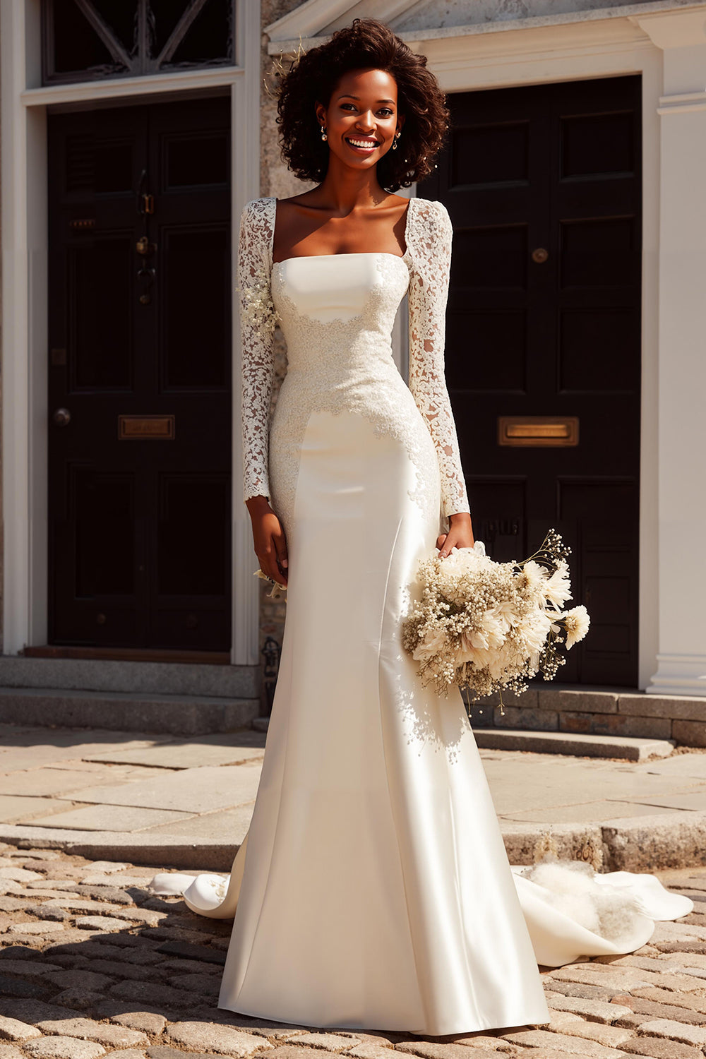 white ivory maxi dress Aurelie Long Sleeve Lace Maxi Dress / Ivory | MESHKI main image 0