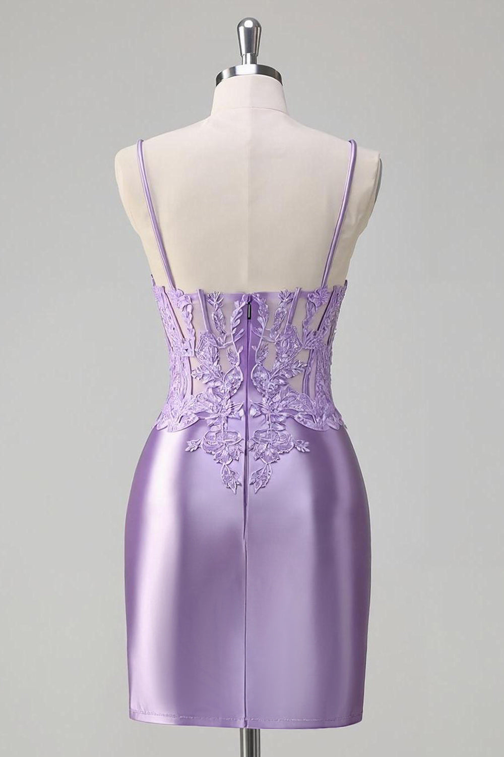 Lilac Floral Corset Tight Short Homecoming Dress with Slit