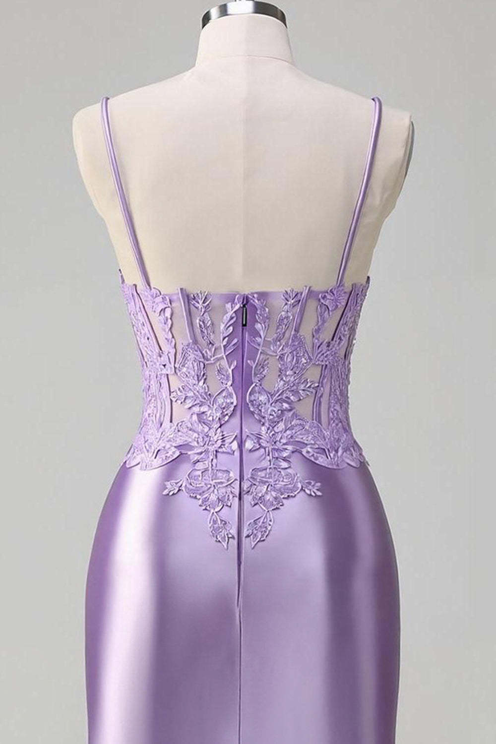 Lilac Floral Corset Tight Short Homecoming Dress with Slit