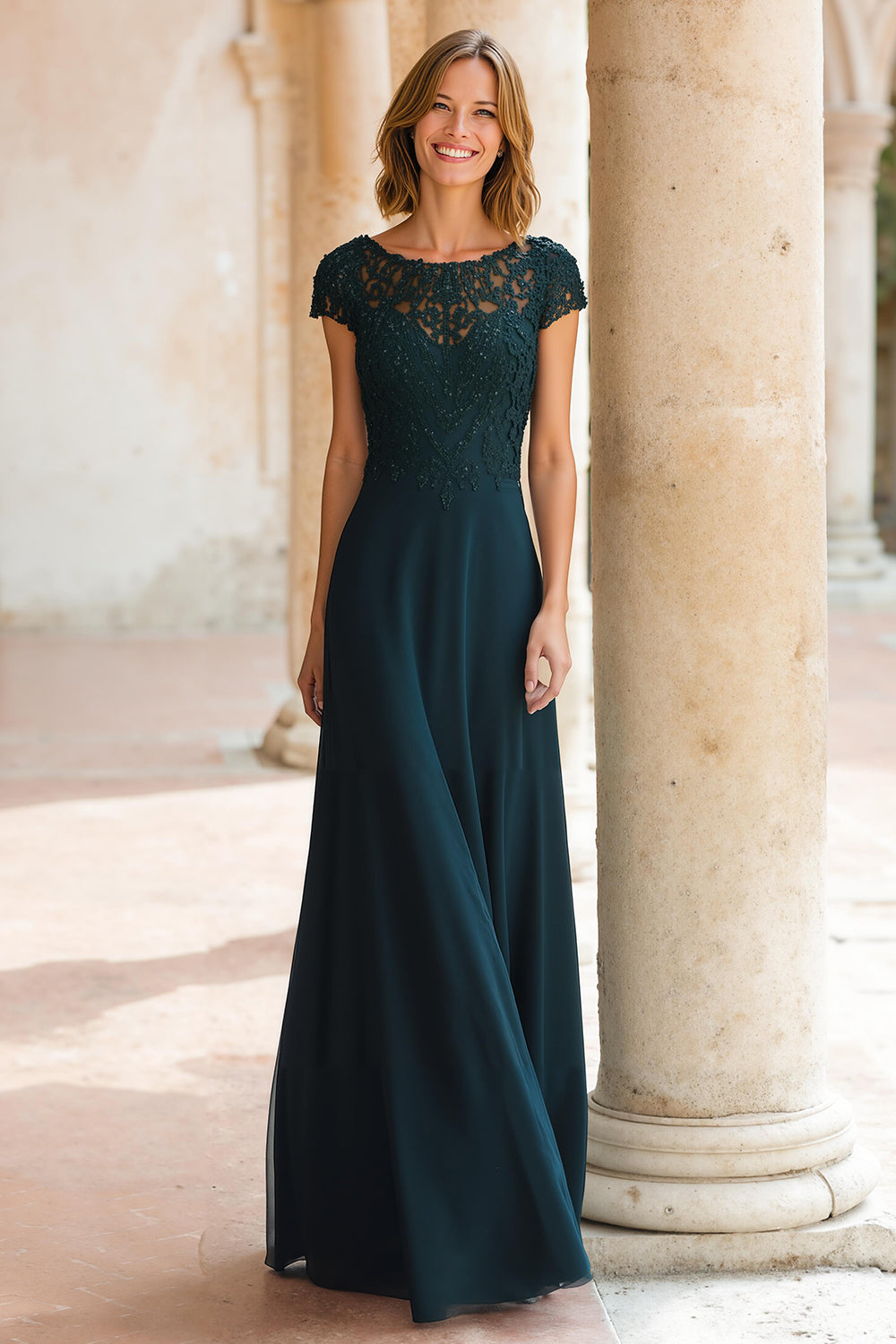 chinese dress ladies Peacock Lace Cap Sleeve Mermaid Mother of Bride Dress main image 1