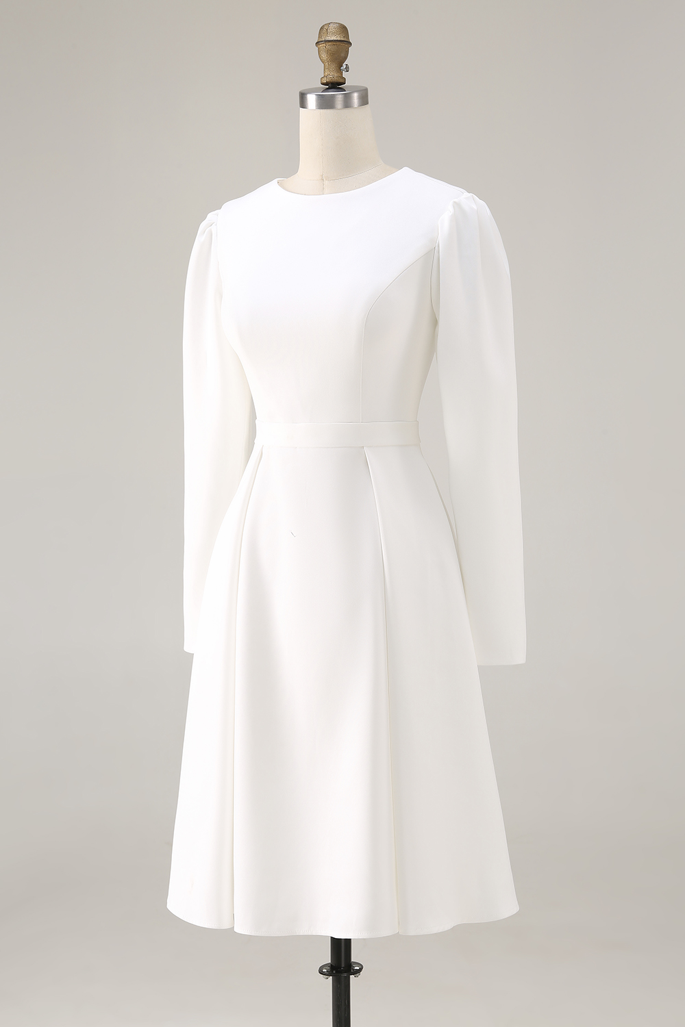 Ivory Short A Line Courthouse Wedding Dress with Sleeves