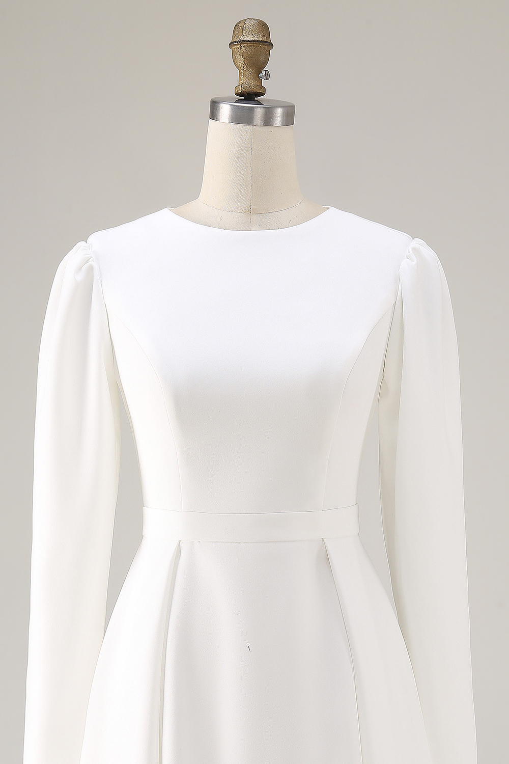 Ivory Short A Line Courthouse Wedding Dress with Sleeves