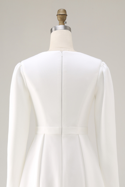 Ivory Short A Line Courthouse Wedding Dress with Sleeves