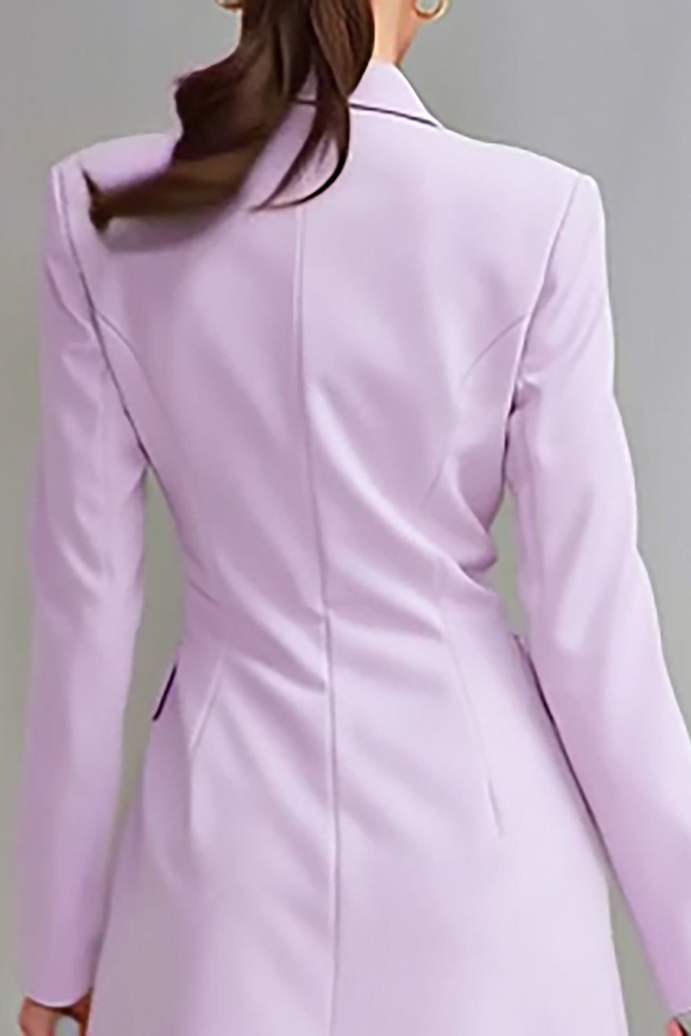 Lilac Notched Lapel Short Double Breasted Work Blazer Dress