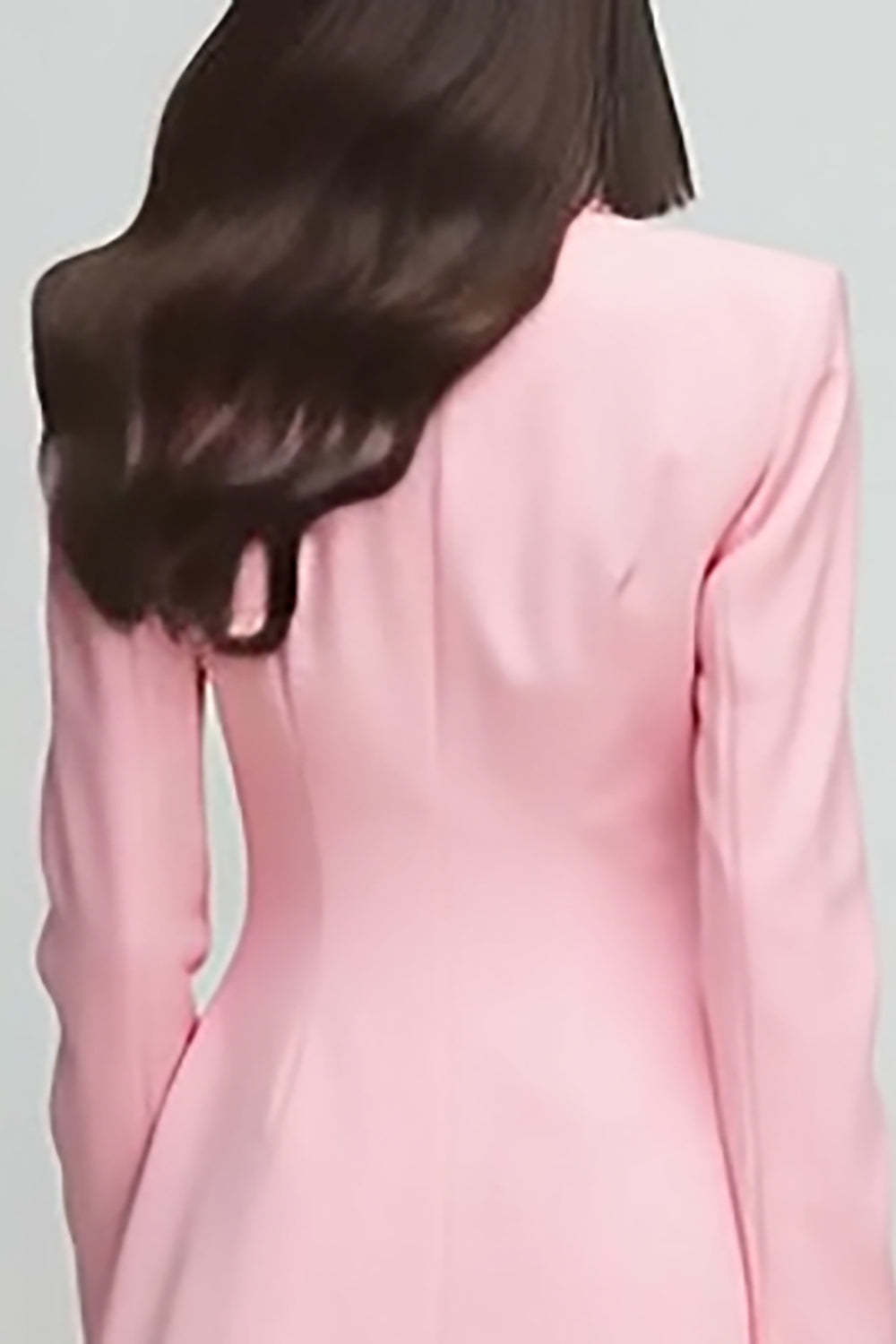Pink Peak Lapel Satin Short Double Breasted Blazer Dress