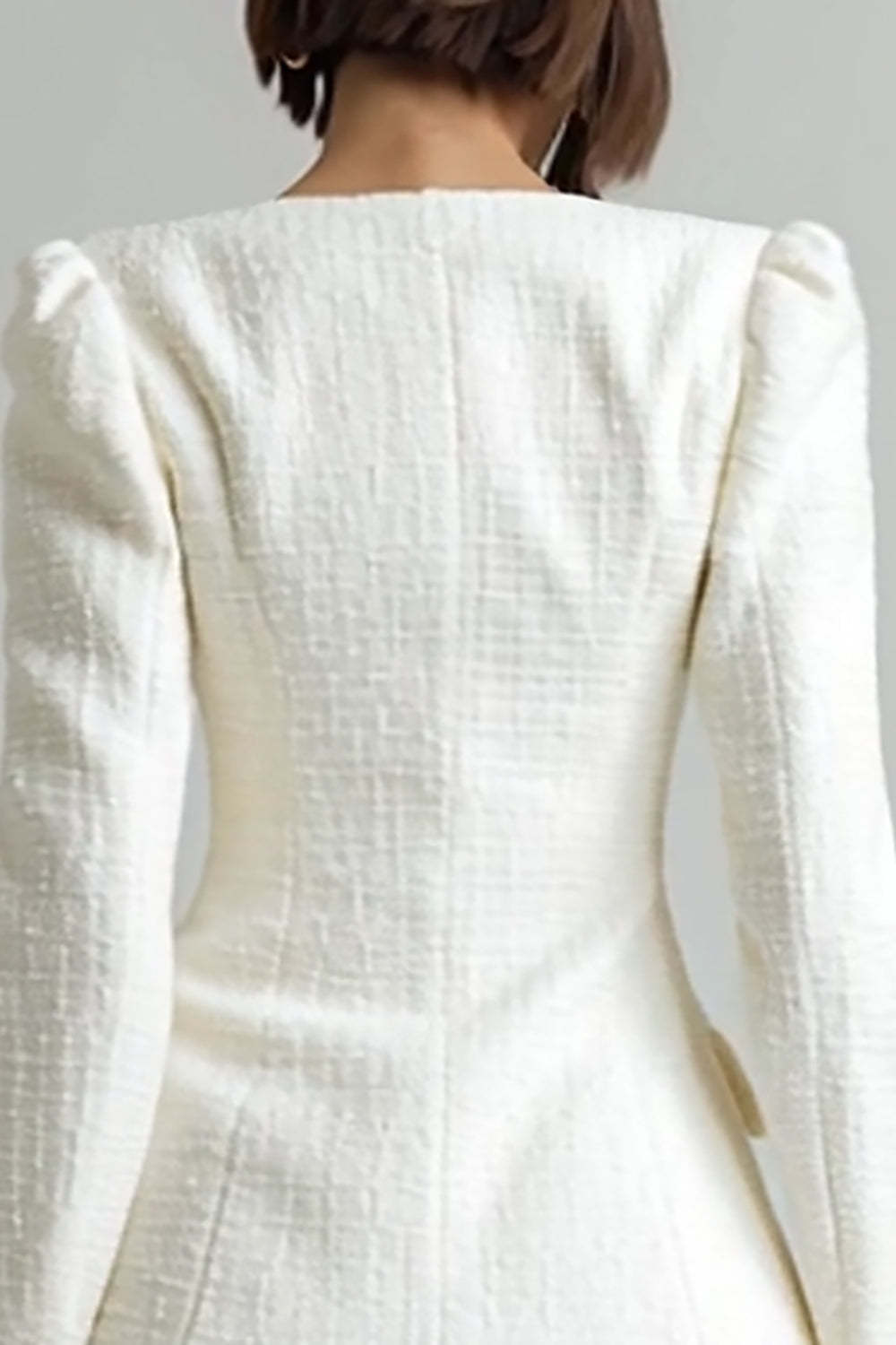 Ivory 2 Piece Single Breasted Short Tweed Outfits