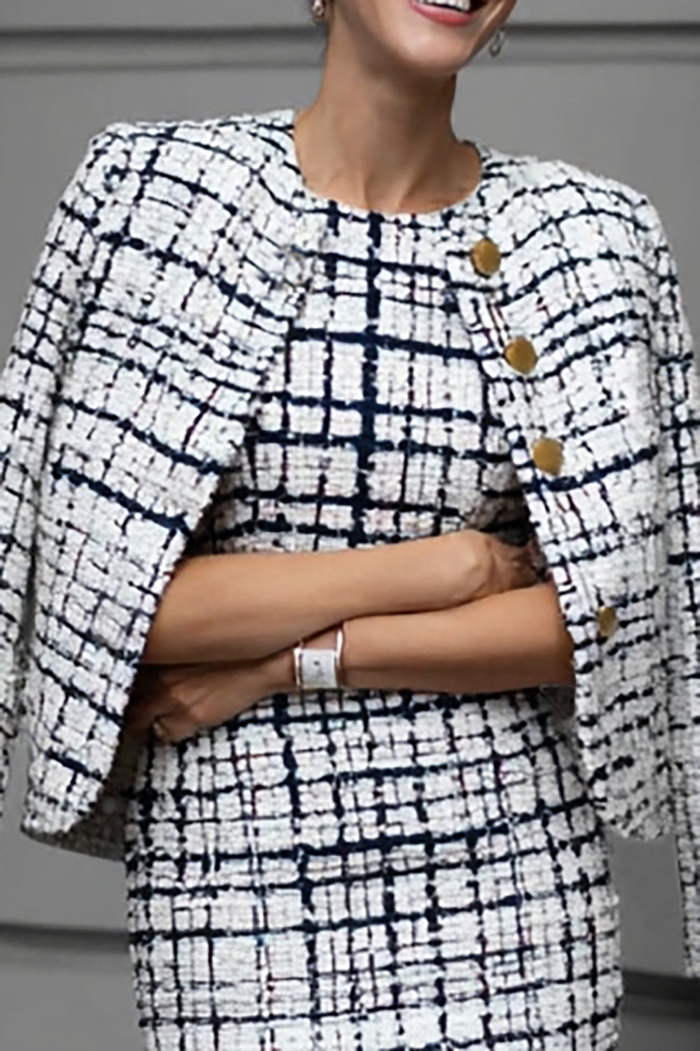 Mix Black Grid 2 Piece Tweed Pencil Midi Date Night Outfits