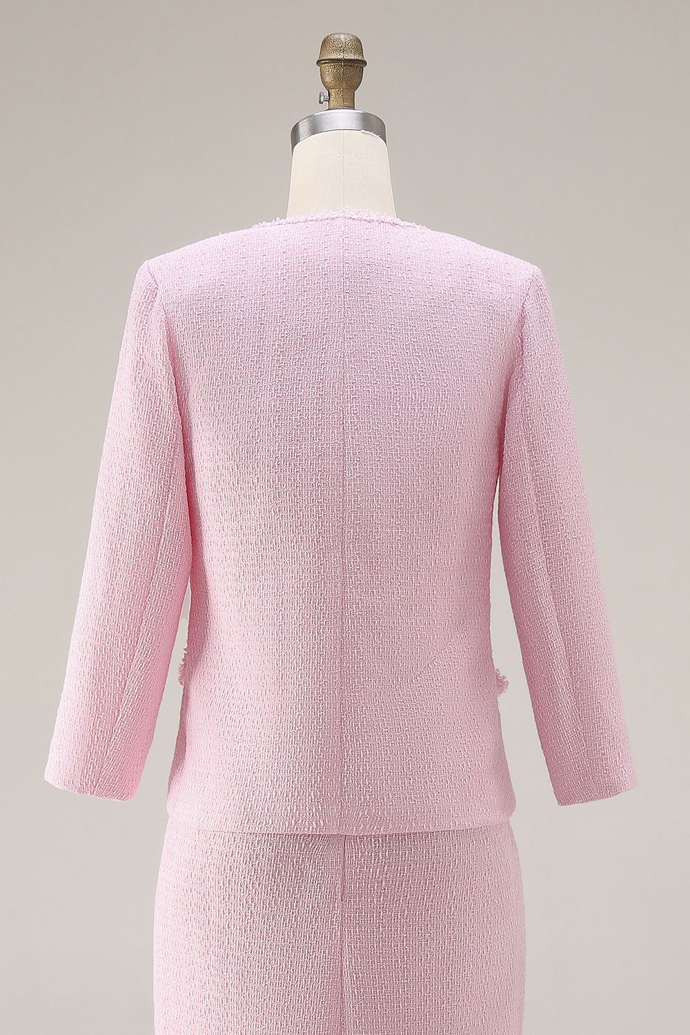 Pink Round Neck 2 Piece Pencil Midi Homecoming Outfits