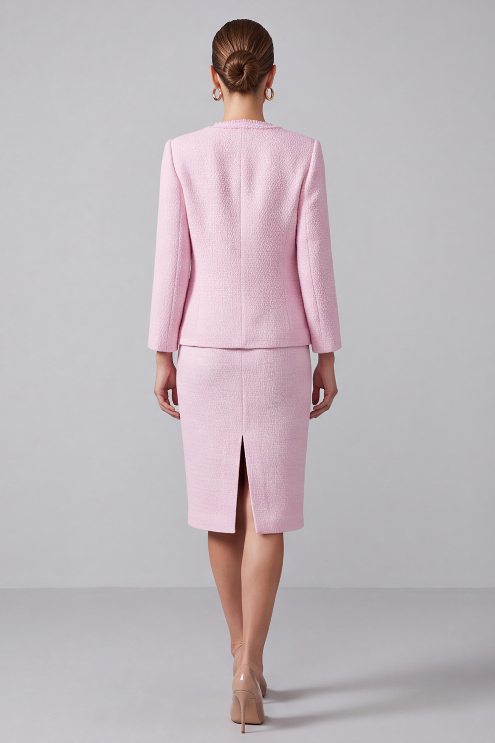 Pink Round Neck 2 Piece Pencil Midi Homecoming Outfits