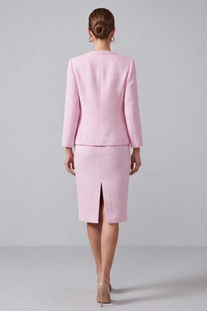 Pink Round Neck 2 Piece Pencil Midi Homecoming Outfits