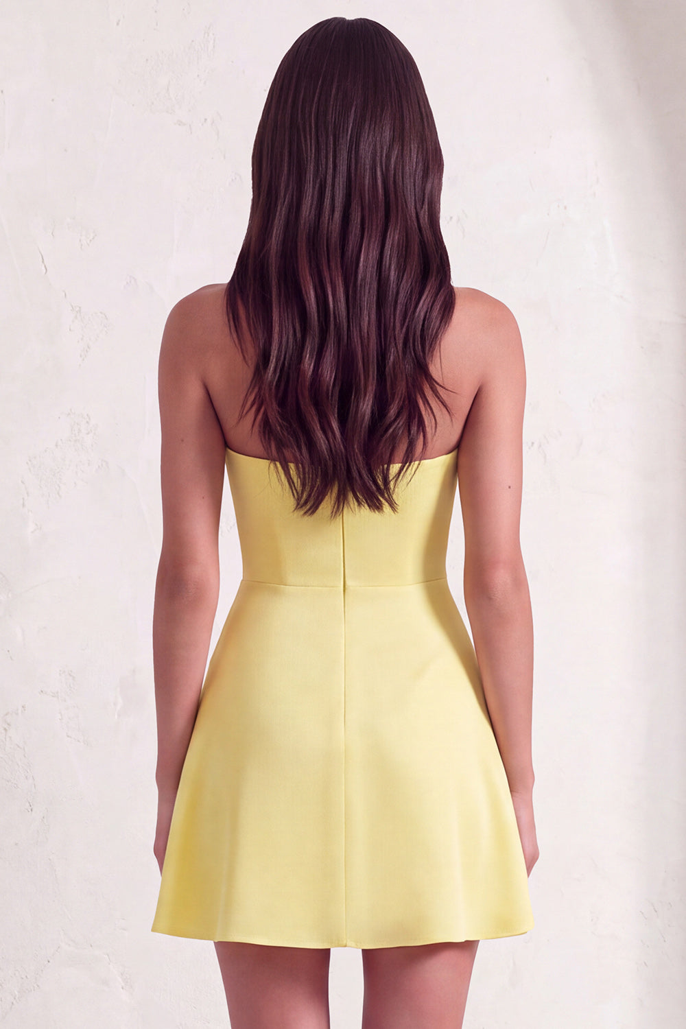Yellow A-Line Strapless Ruched Short Homecoming Dress