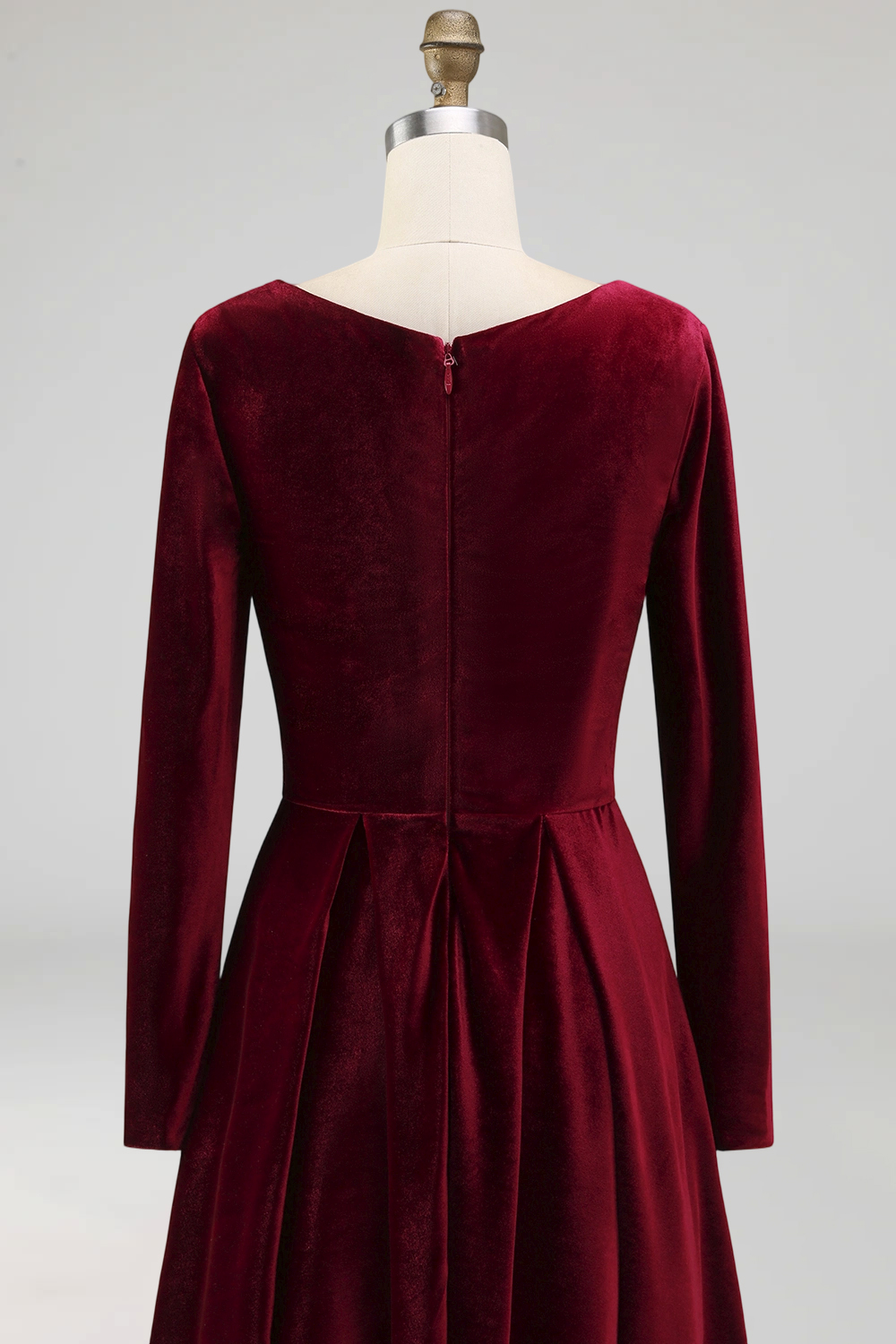 Cabernet Velvet A Line Sweetheart Long Wedding Guest Dress with Sleeves