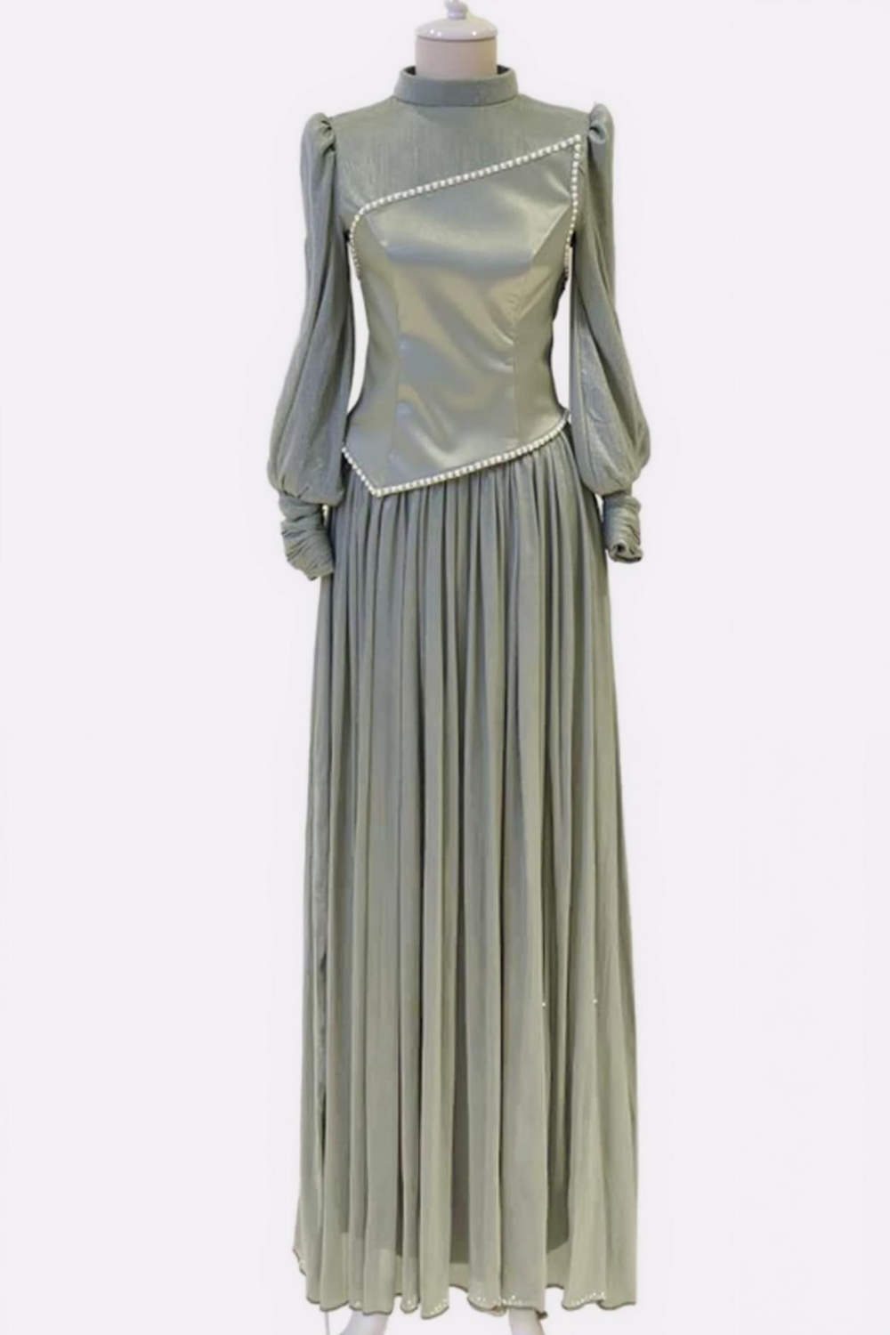 Leely Women Black White A Line Maxi Stunning Wedding Guest Dress Long Sleeves High Neck Wedding Party Dress