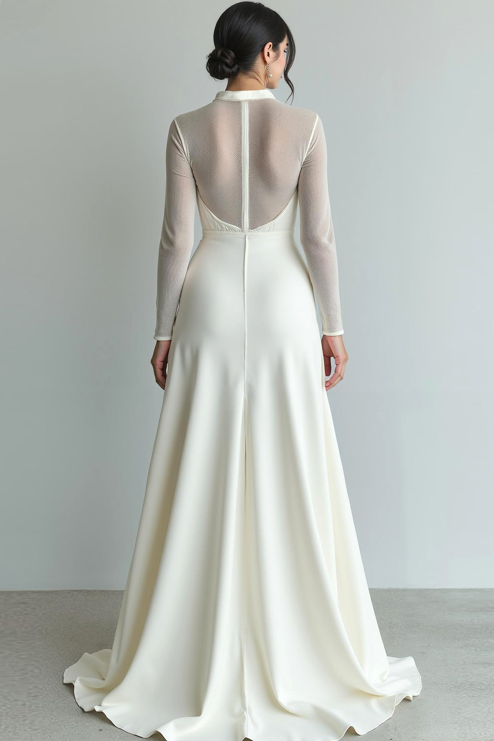 White Chiffon V-Neck Maxi Wedding Reception Dress with Slit