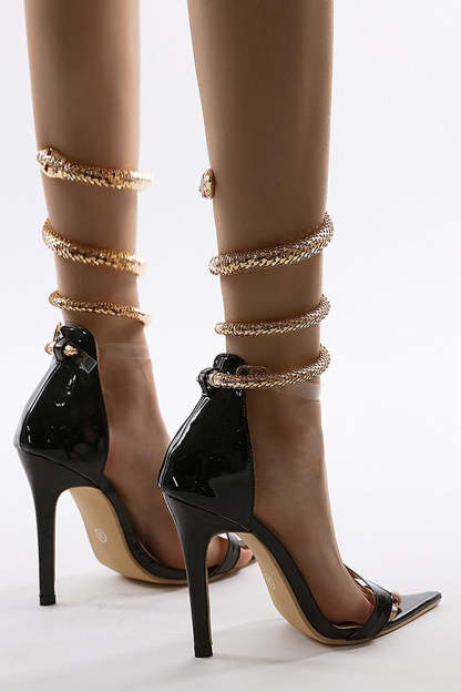 Black Strappy Gladiator Open Toe Stiletto High Heels