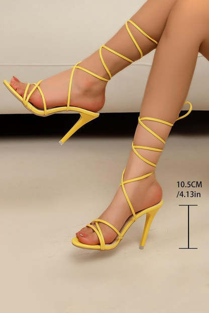 Golden Stiletto High Heel Strappy Gladiator Sandals