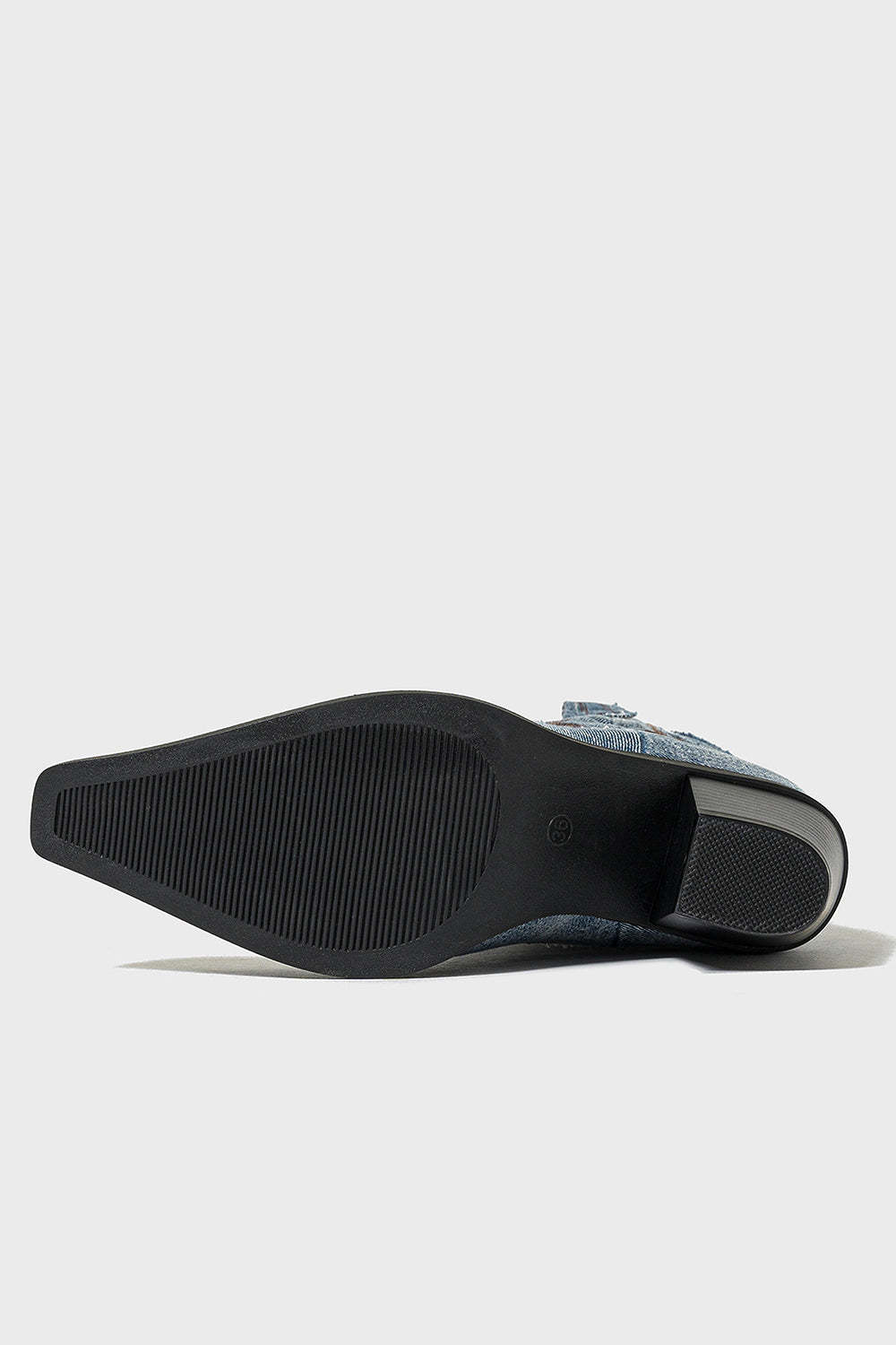 Light Blue Wide Calf Embroidered Chunky Heel Western Cowgirl Boots