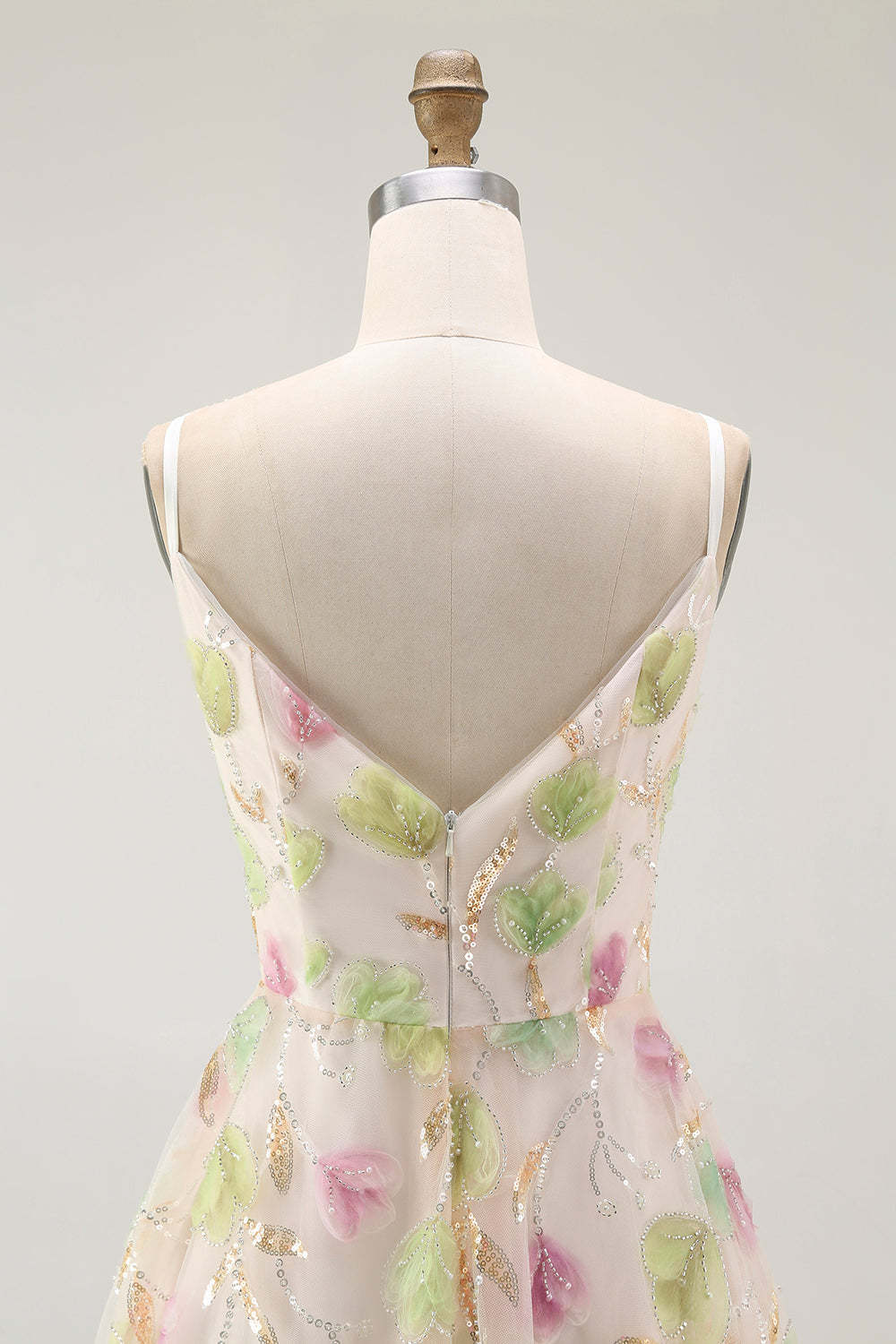 Sparkly Apricot A Line Short Floral Homecoming Dress with Sequins