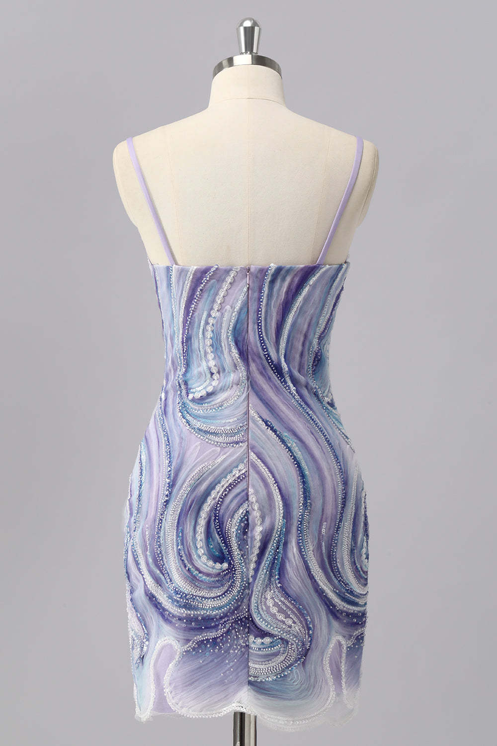 Sparkly Lilac Tight Short Homecoming Dress with Beading