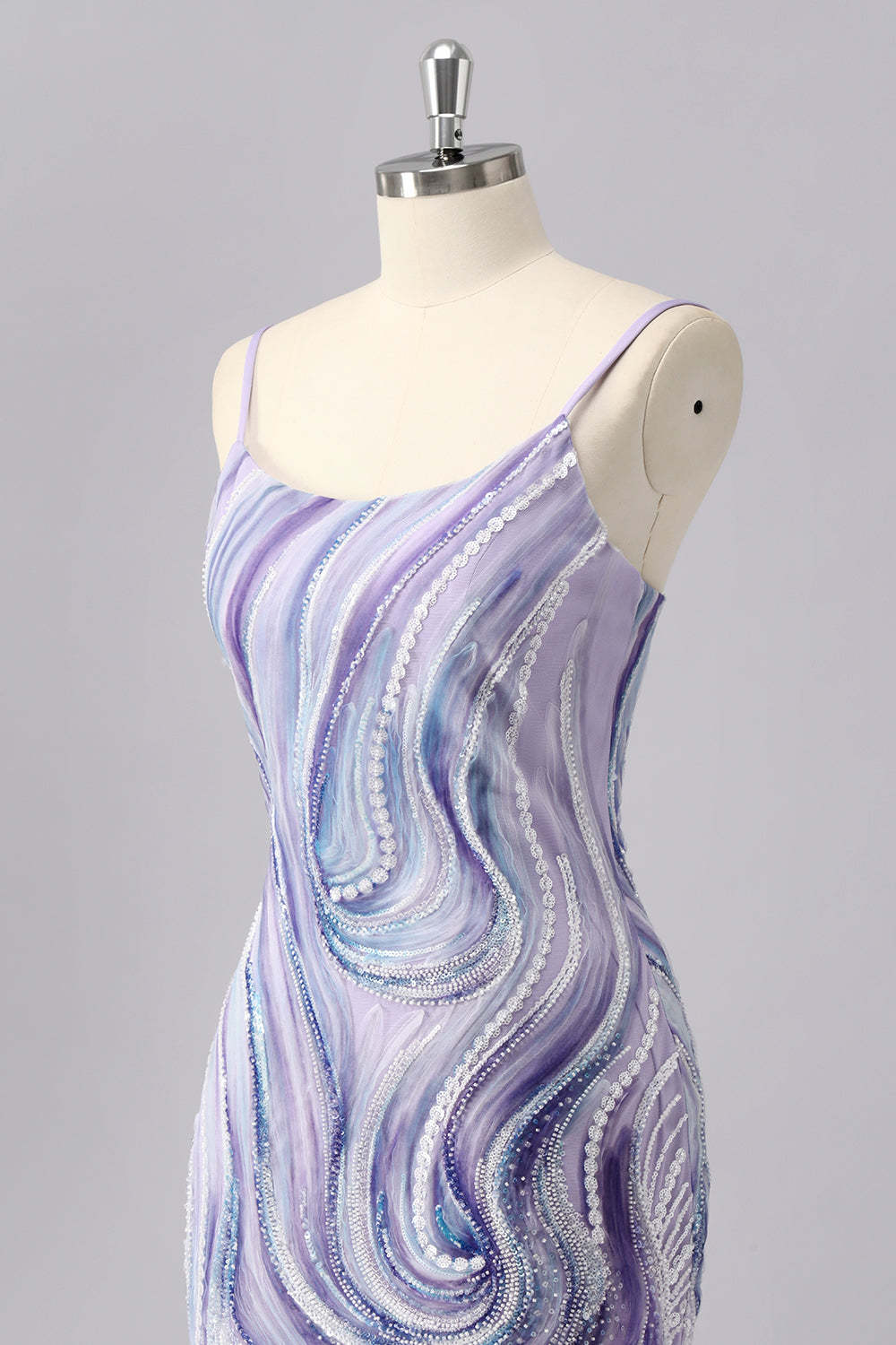 Sparkly Lilac Tight Short Homecoming Dress with Beading