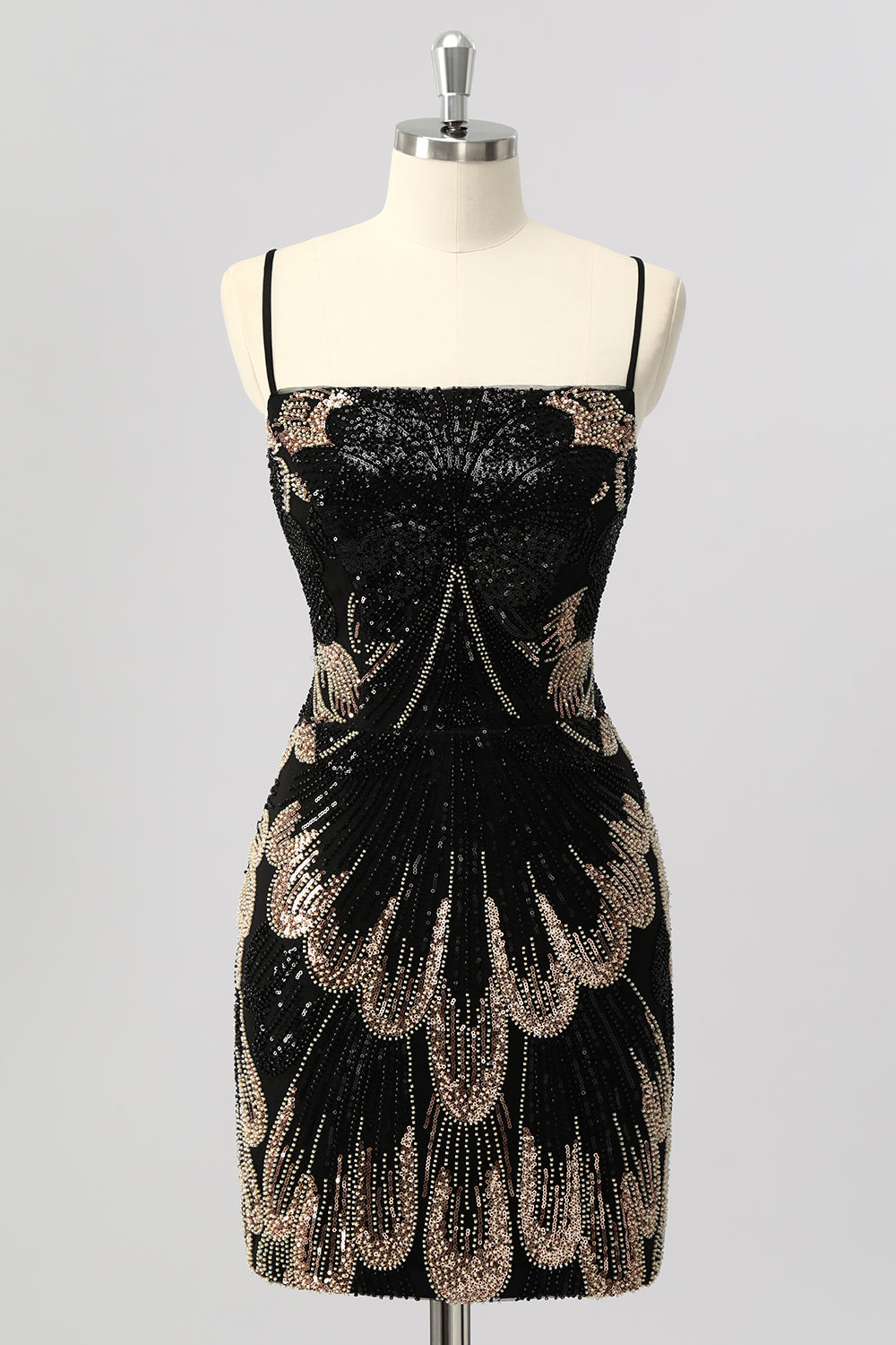 Sparkly Black Beaded Tight Lace up Back Short Homecoming Dress