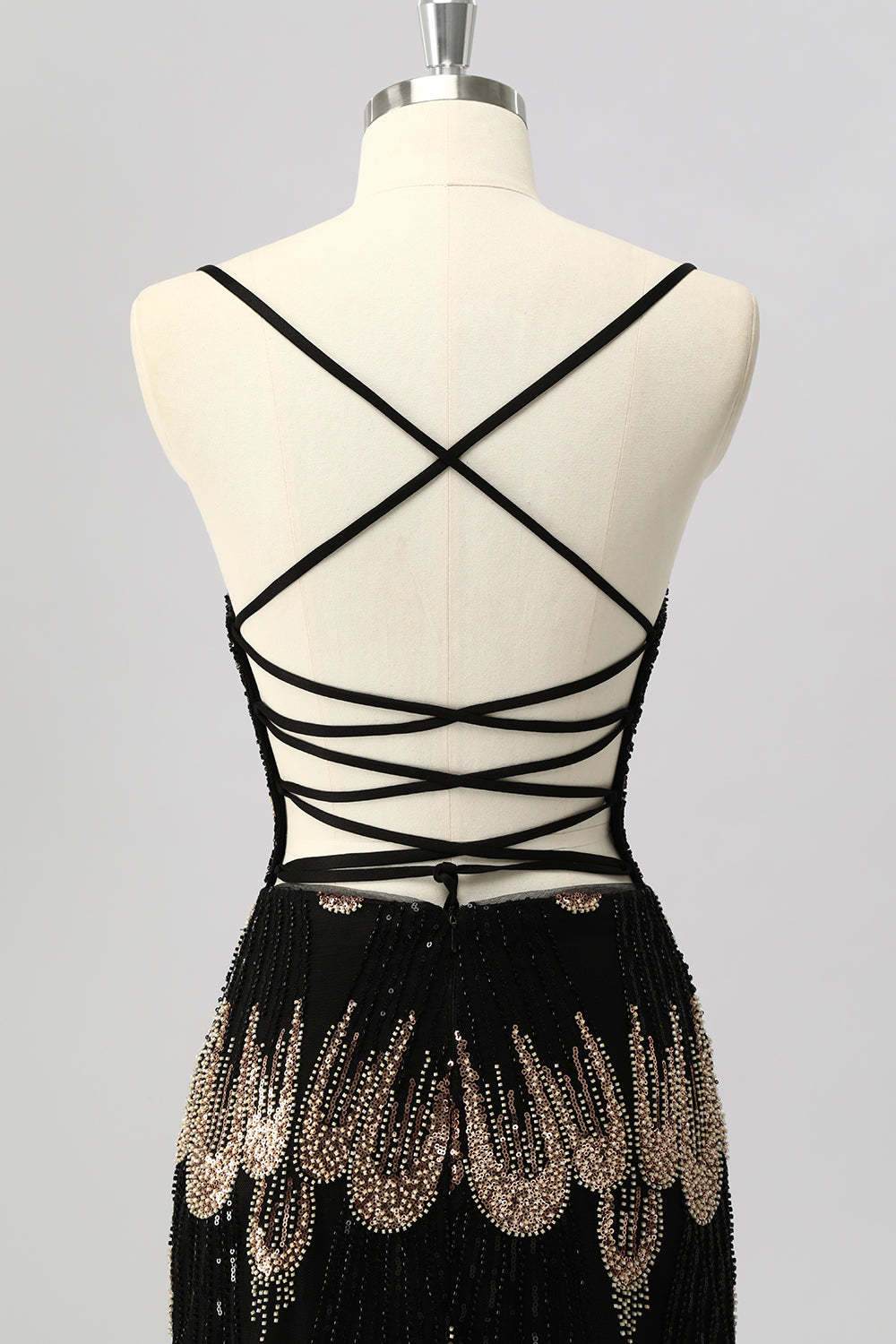 Sparkly Black Beaded Tight Lace up Back Short Homecoming Dress