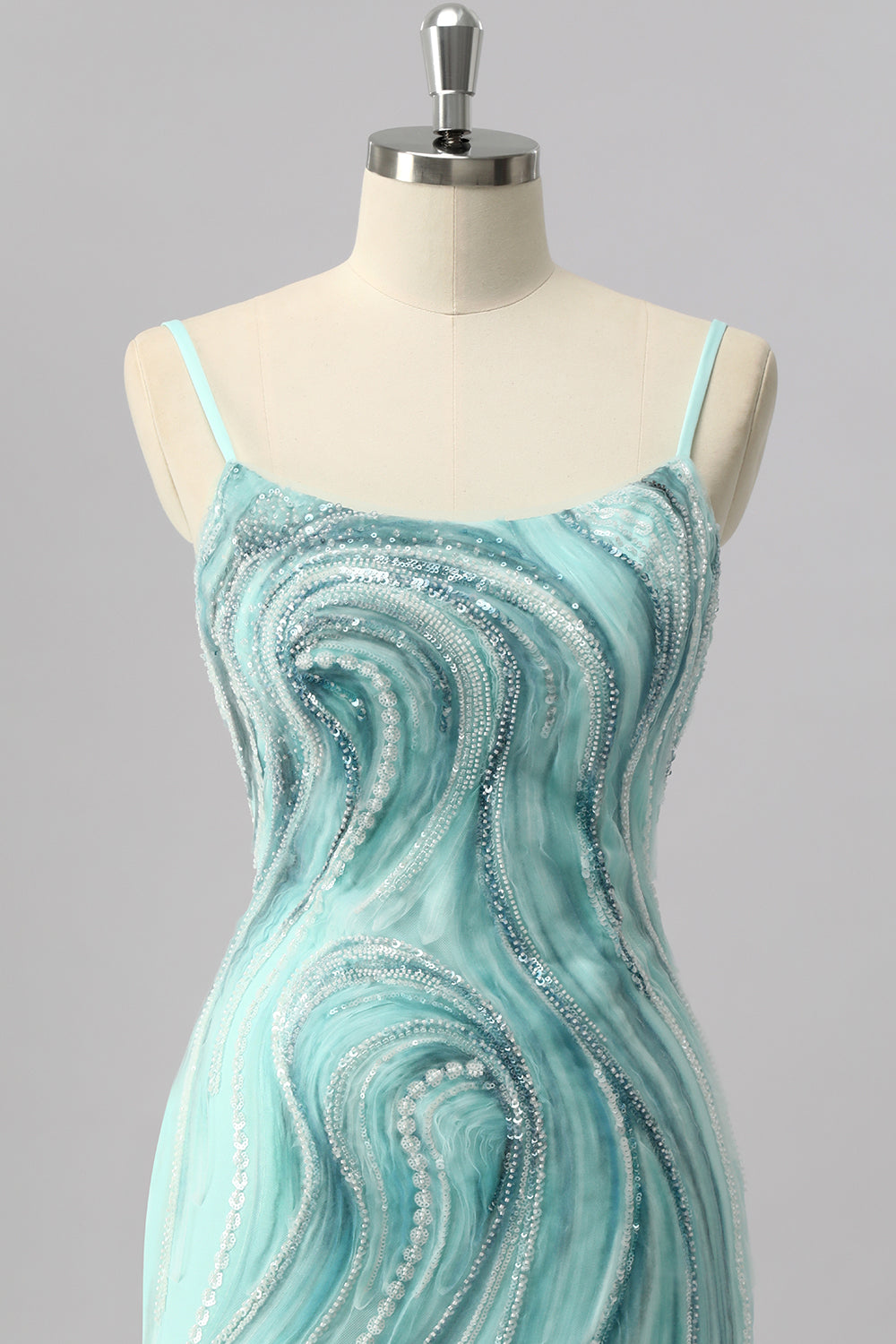 Green Sparkly Beaded Tight Short Homecoming Dress with Slit