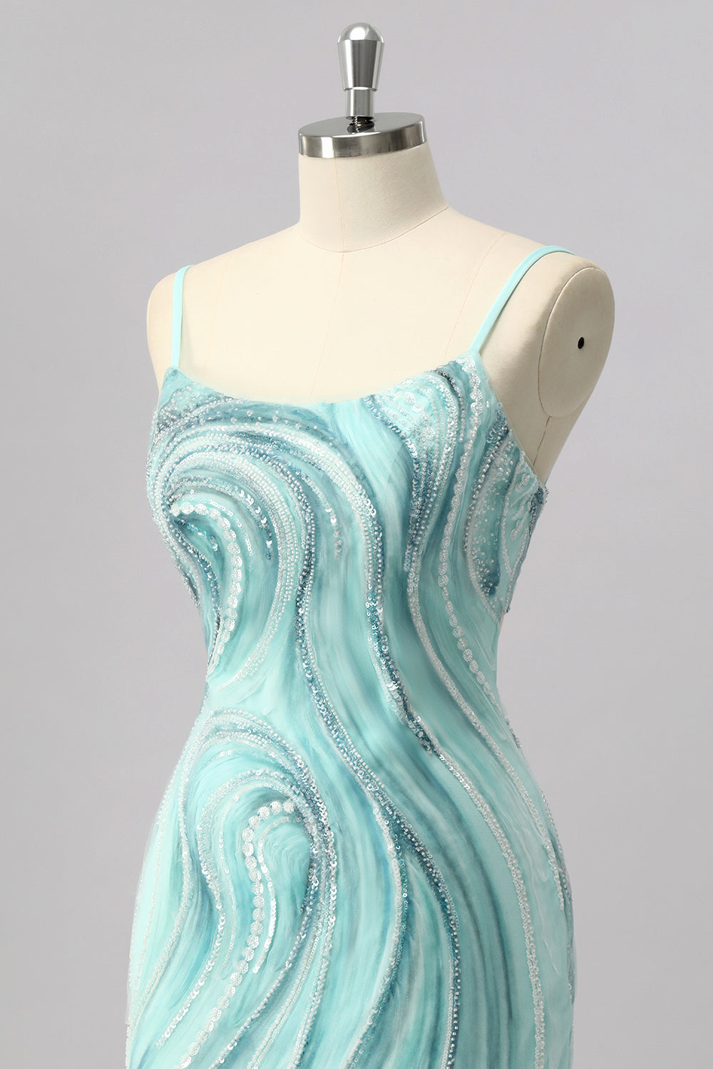 Green Sparkly Beaded Tight Short Homecoming Dress with Slit