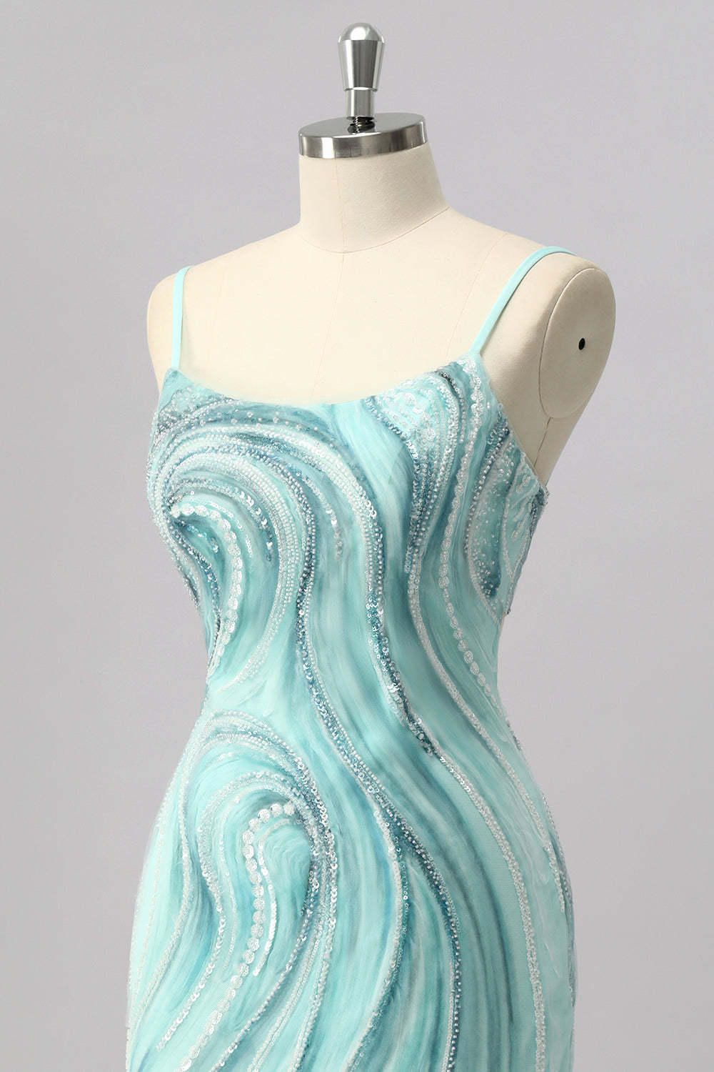 Green Sparkly Beaded Tight Short Homecoming Dress with Slit