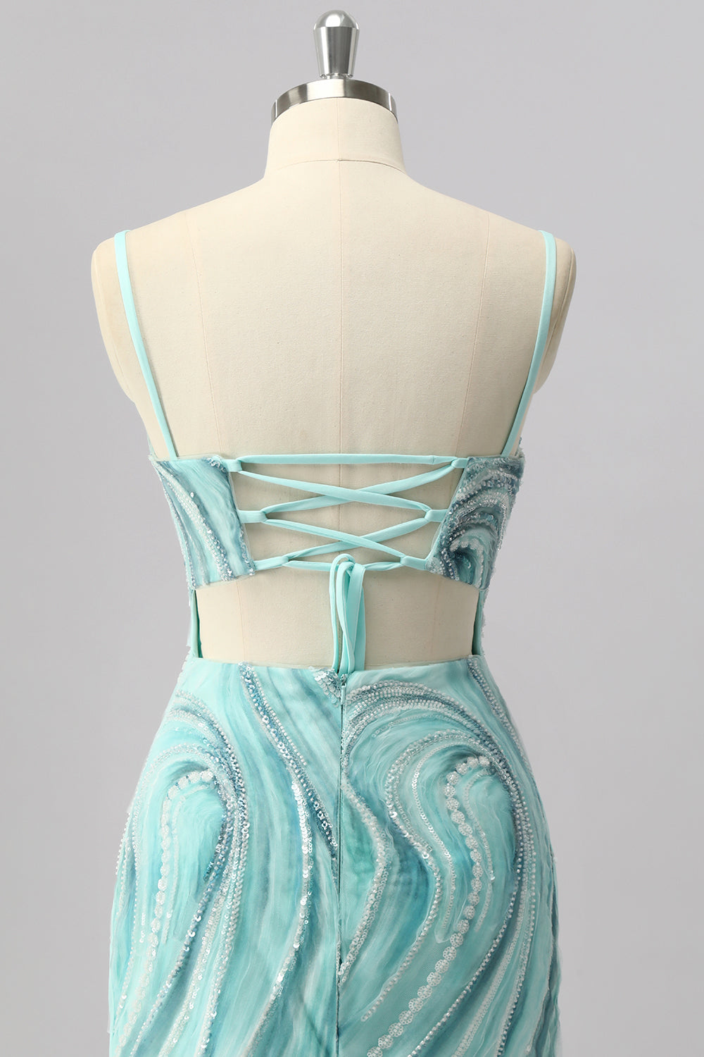 Green Sparkly Beaded Tight Short Homecoming Dress with Slit