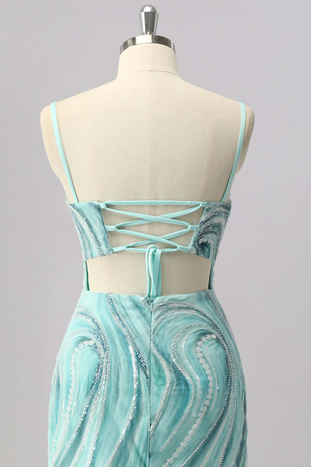 Green Sparkly Beaded Tight Short Homecoming Dress with Slit