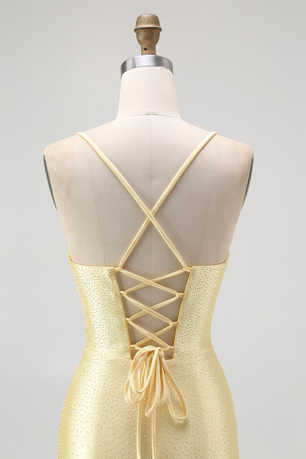 Leely Women Yellow Satin Ruffled Tight Short Homecoming Dress with Beading  Spaghetti Straps Tiered Cocktail Dress