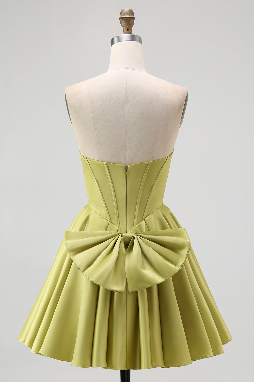 Green Sweetheart A-Line Satin Short Cocktail Dress with Beading