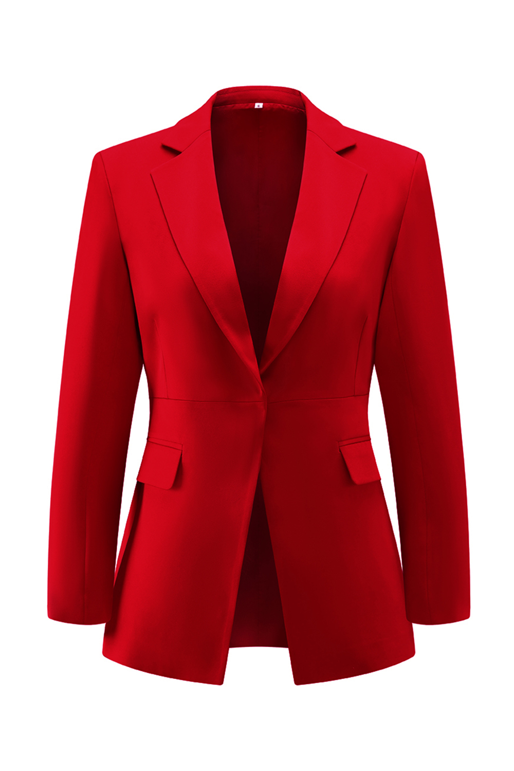 Red Notched Lapel 2 Piece Long Sleeves Prom Suits with Pockets