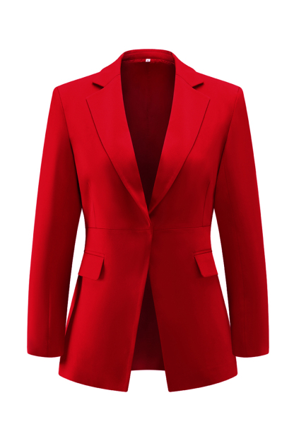 Red Notched Lapel 2 Piece Long Sleeves Prom Suits with Pockets