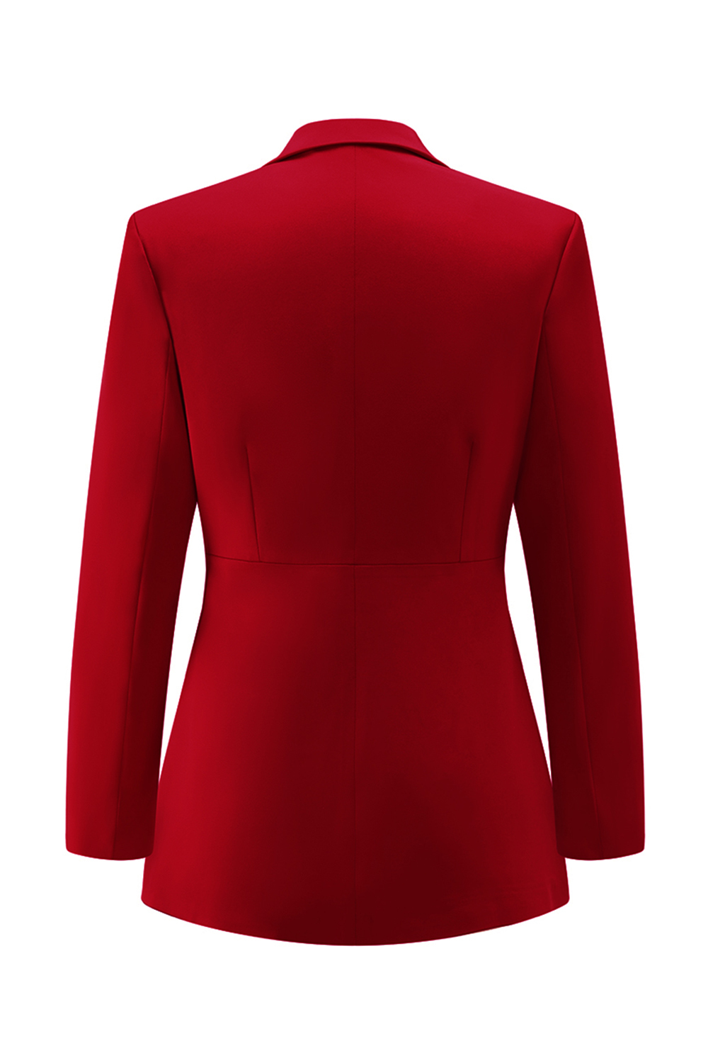 Red Notched Lapel 2 Piece Long Sleeves Prom Suits with Pockets