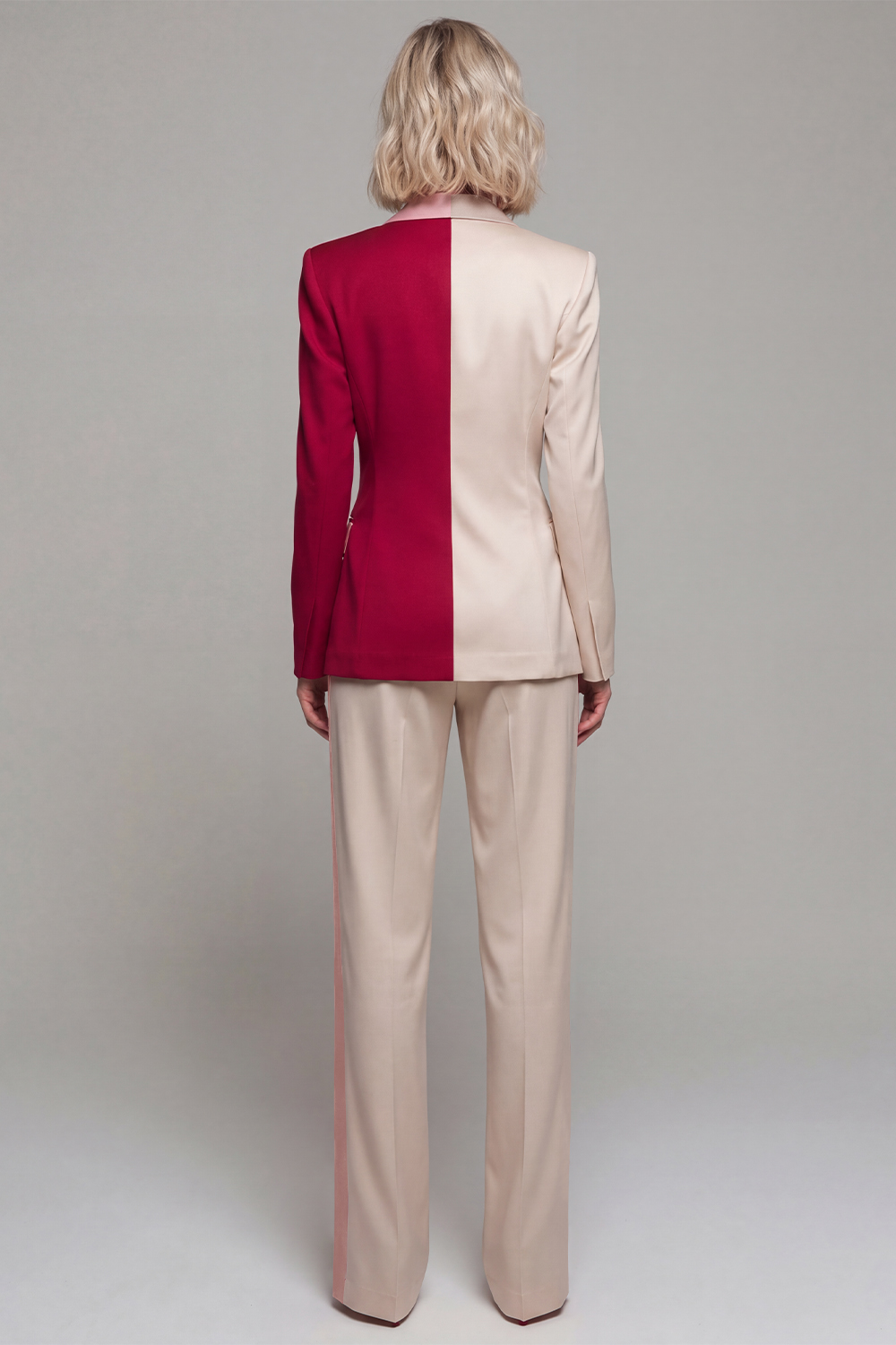 Light Khaki Patchwork Notched Lapel 2 Piece Business Suits with Pockets