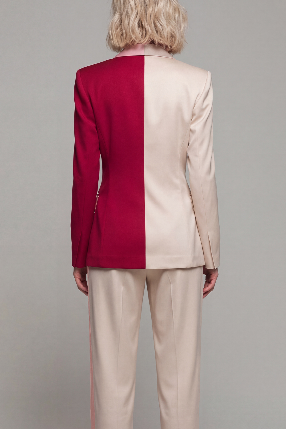 Light Khaki Patchwork Notched Lapel 2 Piece Business Suits with Pockets