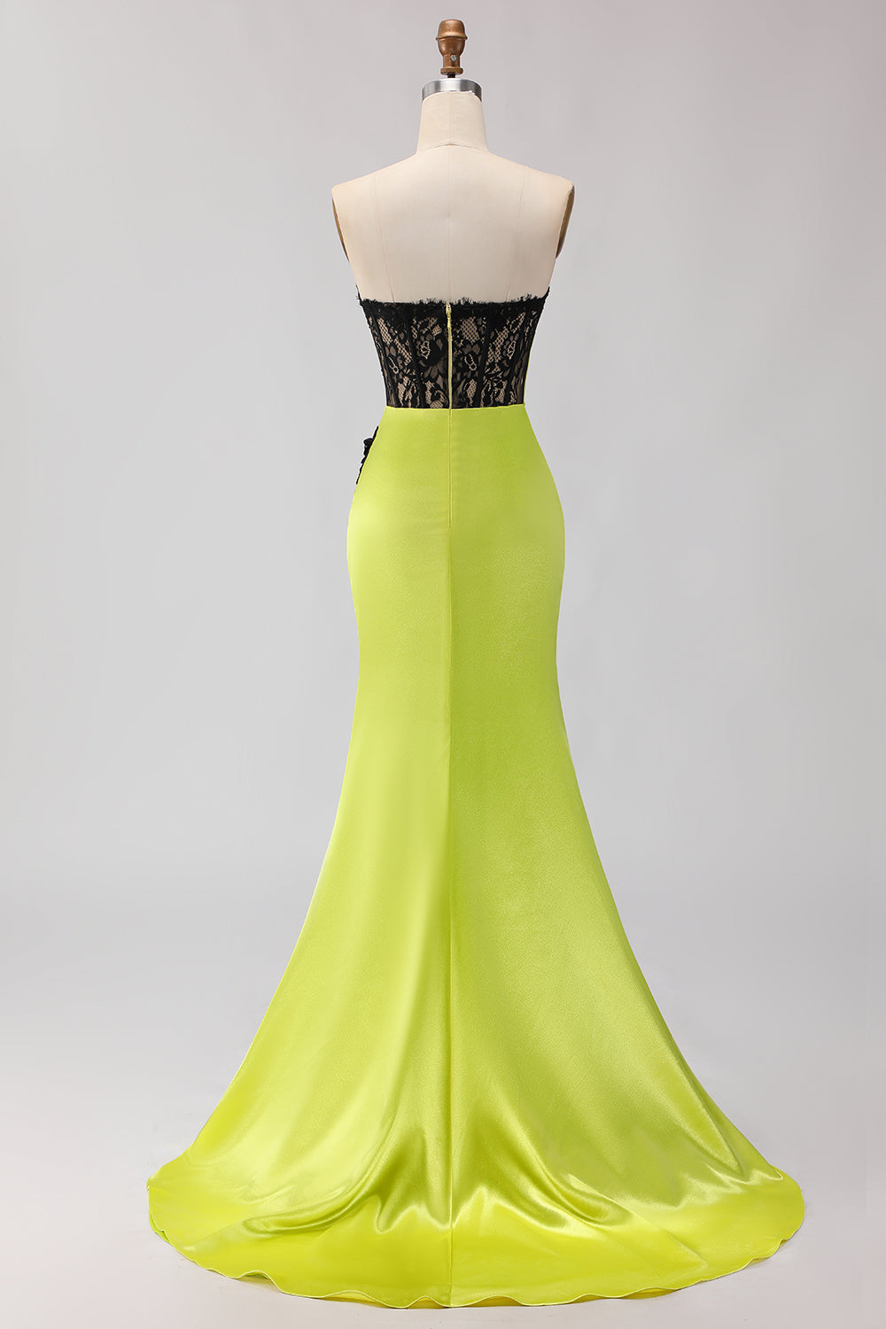 Black and Green Mermaid Ruched Maxi Corset Prom Dress with Slit