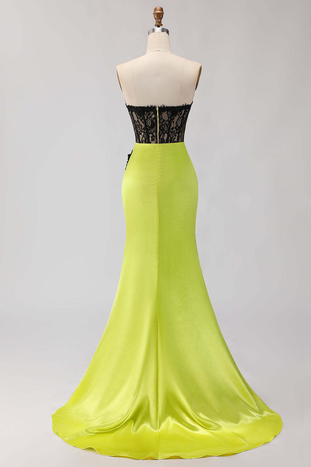 Black and Green Mermaid Ruched Maxi Corset Prom Dress with Slit